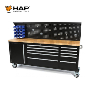 Vente en gros <span class=keywords><strong>84</strong></span> pouces 10 tiroirs établi chariot à outils armoire à outils avec plan de travail en bois - Product Image 2