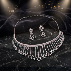 Sophisticated Chic Classic Style Pearl <b>Silver</b> <b>Choker</b> Necklace and Earrings Set Fine Luxury Jewelry for Luxurious Look - Product Image 2