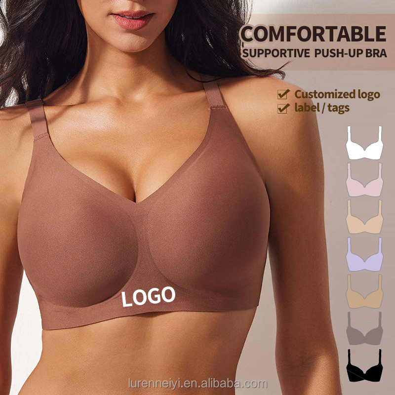 Custom Logo Seamless Jelly Bra Women Wide Strap Wireless Comfort Bra OEM ODM Factory Wholesale Jelly Glue Bra Manufacturer