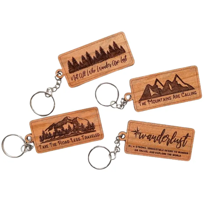 Wholesale Personalized Custom Engraving Wood Keychain