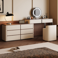 Mobilier de bureau léger et luxueux pour hôtel ou maison Commode de couleur noyer Coiffeuse avec tiroir Coiffeuse de maquillage de bureau en bois massif