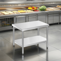 Pengiriman Cepat Meja Kerja Dapur Stainless Steel 201 Komersial Tahan Korosi Kapasitas Berat Desain Modular untuk
