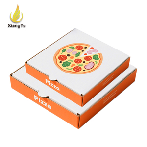 Cajas de Pizza Ecológicas Reciclables Blancas y Naranjas Mate de 10x10x5cm, Resistentes a la Grasa, Corrugadas, Tamaño Personalizado, para Entrega de Comida Rápida de Fábrica - Product Image 1