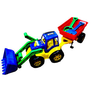 Tracteur jouet avec remorque 158-1, ensemble de jeu de véhicule agricole pour enfants, jouet de construction en plastique avec sac en filet - Product Image 1