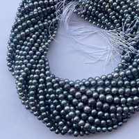 Perles d'eau douce naturelles noires arc-en-ciel en vrac de 4 à 8 mm, forme ronde, pour la fabrication de bijoux