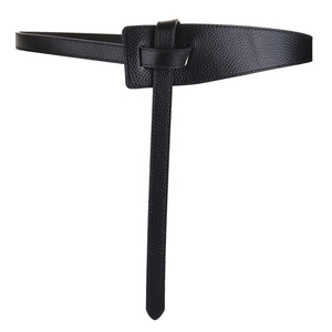 Ceintures larges et longues pour femmes, ceintures simples en cuir PU <span class=keywords><strong>noir</strong></span> pour robes et manteaux - Product Image 3