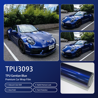 Film de protection automobile TPU bleu gentiane, haute élasticité, résistant et durable pour le style automobile universel