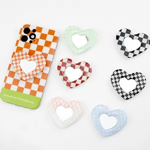 Best Custom Mirror Love shaped Phone Grip Acrylic Poppings Phone Socket Acrylic Phone Grip custom logo As a gift