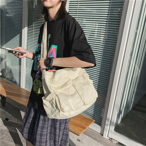 Sac à bandoulière en toile pour vêtements de travail, grande capacité, sac messager rétro, nouveau sac messager pour étudiants - Product Image 1