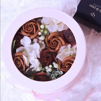 Boîte à fleurs ronde Double couche en or Rose, avec fenêtre transparente, Arrangement cadeau