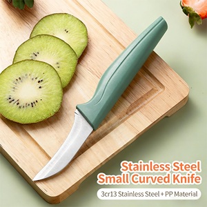 Couteau à éplucher bec d'oiseau en acier inoxydable, manche vert matcha, lame courbée, pour fruits, découpe, ambidextre, compatible lave-vaisselle, cuisine - Product Image 4