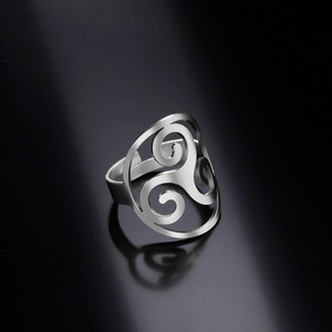 Anillos Ajustables de Acero Inoxidable Myshape para Mujer, Anillo <span class=keywords><strong>Triskele</strong></span> Triskelion, Amuleto de Triple Espiral, Joyería Irlandesa Vintage, Regalo - Product Image 2