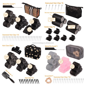 Velcroes Hair Roller Set <span class=keywords><strong>Hook</strong></span> <span class=keywords><strong>Loop</strong></span> Self Grip Roller para cabelo com saco de armazenamento Metal Clips - Product Image 2