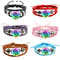 Gelang Perhiasan Anyaman Kulit Multi-Warna Gelang Modis untuk Pria dan Wanita Pilihan Warna Optimal
