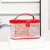 Sac de maquillage transparent en PVC imperméable, style coréen tendance, motif lettres ouvertes, sac fourre-tout créatif type affiche