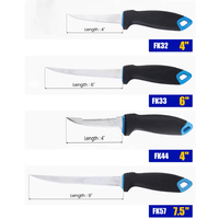 Couteau à filet en acier inoxydable de 7.5 pouces Couteau à filet de pêche avec aiguiseur de couteaux