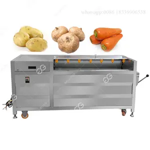 Carrot Peeling Machine GuangZhou High Efficiency Potato Brush Cleaning Ginger Carrot Washing And Peeling Machine