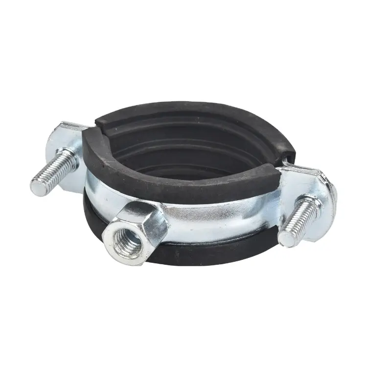 6 inch DN150 epdm rubber lined two screws steel pipe clamps circular pipe hangers with rubber