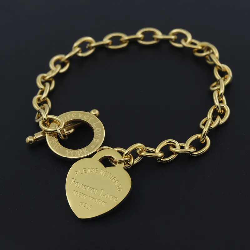 Fashion Luxury Famous Brand Bracelets Women paragraph clavicle Bracelet Gold Peach Love Heart Bracelets & Bangles Fine Jewelry