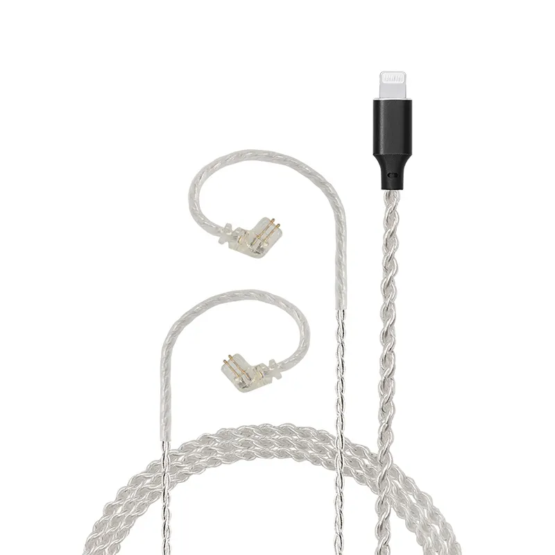 JCALLY 8pin Dock Cable 2Pin/MMCX Connector Silver Plated Cable For KZ ZS5/ZS6/AS16/ZSN Pro/ZSX IOS Phone Pad