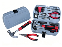 Kit d'outils compact et portable pour bricolage avec étui de rangement, kit de réparation domestique comprenant un marteau, des embouts de tournevis et des pinces