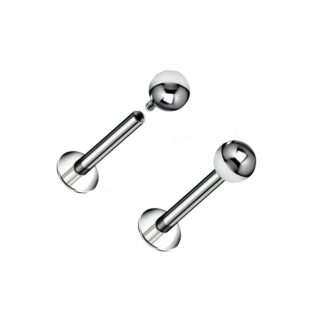 Calendo  Jewelry Classic  ASTM F136 Medical Grade  Titanium  Internally Threaded  Labret  With Basic Ball Piercing  Jewelry