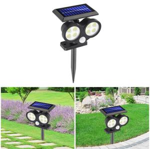 48 lampes solaires d'extérieur à <span class=keywords><strong>LED</strong></span>, éclairage à deux têtes, lampe de sol pour pelouse, capteur de mouvement PIR, projecteurs paysagers, lampes d'extérieur pour jardin - Product Image 3