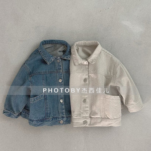 Cardigan en jean élégant style coréen <span class=keywords><strong>Printemps</strong></span> 2025 pour bébés garçons et filles – <span class=keywords><strong>Manteau</strong></span> décontracté à col rabattu avec poches – Vêtements pour enfants - Product Image 2