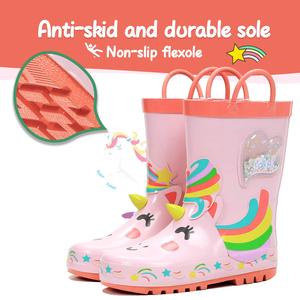 Gran oferta <span class=keywords><strong>de</strong></span> las niñas impermeable logotipo personalizado impreso <span class=keywords><strong>Botas</strong></span> <span class=keywords><strong>de</strong></span> lluvia con fácil tirar en las manijas - Product Image 4