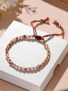 手工制作的西藏铜珠幸运绳手链，适合女士和男士，独特的棉线首饰，适合婚礼或派对的礼物 - Product Image 2