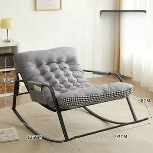 Manufacturer Fabric Metal Lounge Chair Cheap Rocking Chair Bedroom Living Room Balcony Furniture Luxurious And Casual - Product Image 3