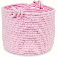 Panier de rangement pliable en coton tissé à la main, panier à vêtements avec poignée cousue à la main, panier en cordes de coton
