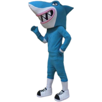 Costume de mascotte requin en peluche bleu ciel pour adultes unisexe, idéal pour les fêtes d'Halloween et le cosplay – Vente en gros Chine