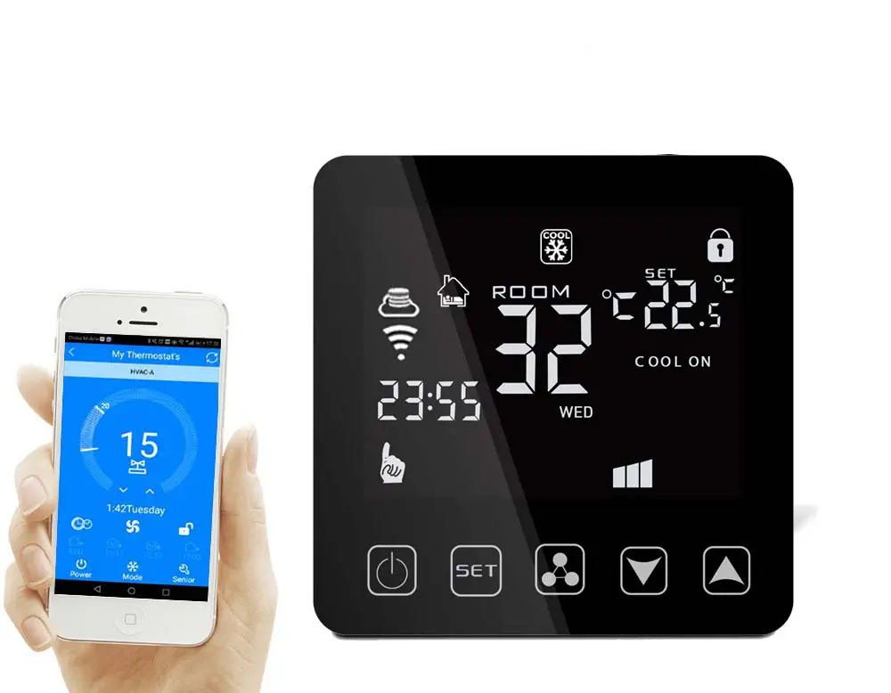 HY08AC-WIFI wall fan coil unit wifi thermostat air conditioner element and fan coil controller smart thermostat