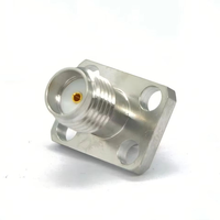 Conector Coaxial RF SMA-KFD1 de 50 ohmios, Adaptador de Brida de 4 Orificios de Acero Inoxidable, Conector de Alta Frecuencia para Telecomunicaciones