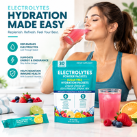 Poudres d'électrolytes en sachets sans sucre, sachets d'hydratation, mélange de boisson électrolytique, hydratation instantanée avec électrolytes et vitamines