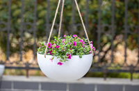 Pot décoratif en plastique recyclé durable, pot de lotus, pour extérieur, intérieur, patio, jardin, pot rond en plastique de grande taille, pot peu profond