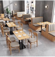 Meubles de restaurant et d'hôtel modernes en marbre, canapé en cuir et métal, ensemble de tables et chaises pour café et salon de thé