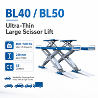 Ciseaux de levage ultra-minces 4/5T à double vérin hydraulique robuste pour alignement de roues, avec nivellement à une touche et verrou de sécurité antidéflagrant