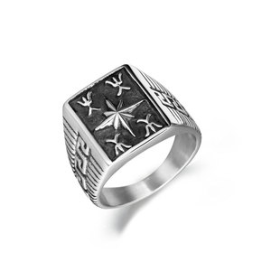 Men's Star Pattern <b>Ring</b> SA1086 Metal Geometry Jewelry Gift - Product Image 1