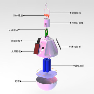 Solar Powered Rechargeable <b>LED</b> <b>Light</b> V70 <b>Star</b> Model Outdoor Portable Night Market Lighting White <b>Light</b> 6V 50000 Hours - Product Image 1