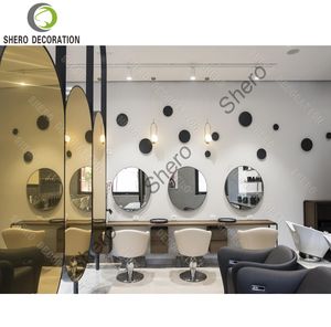 Juego de Muebles Profesionales para Barbería, Estación de Espejo Personalizada y Duradera con Luz, Mueble de Exhibición de Madera para Salón de Belleza - Product Image 3