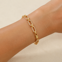 Bracelet chaîne à maillons rectangulaires en laiton plaqué or micro-pavé CZ Mylove Custom Jewelry pour femmes, bijoux tendance