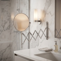 Miroir mural rond en métal chromé personnalisé, pliable, rétractable, double face, avec fonction grossissante pour la salle de bain