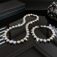 Bracelet tennis cœur complet 10 mm serti de zircone cubique plaqué or 18 carats, bijoux hip-hop pour femme - Cadeau pour anniversaire