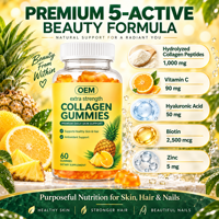 Gummies au collagène pour la beauté de la peau, des cheveux et des ongles, nutrition quotidienne avec saveur de fruits tropicaux, complément alimentaire OEM