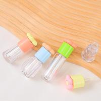 Tube Lip Gloss Bunga Transparan Ramah Lingkungan 4ml 4.8ml 6.6ml, Plastik Bulat Kosong, Fitting Custom, Sablon Kosmetik