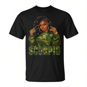 T-shirt Scorpio Queen Loc'd Black Woman Camo Zodiac - Product Image 2