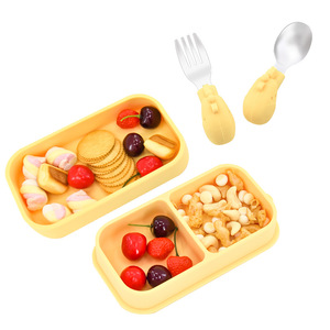 Baby Food Bowl Plate <b>Set</b> Silicone Detachable Large Capacity Meal Box 2 In 1 For 0 12 Months - Product Image 1