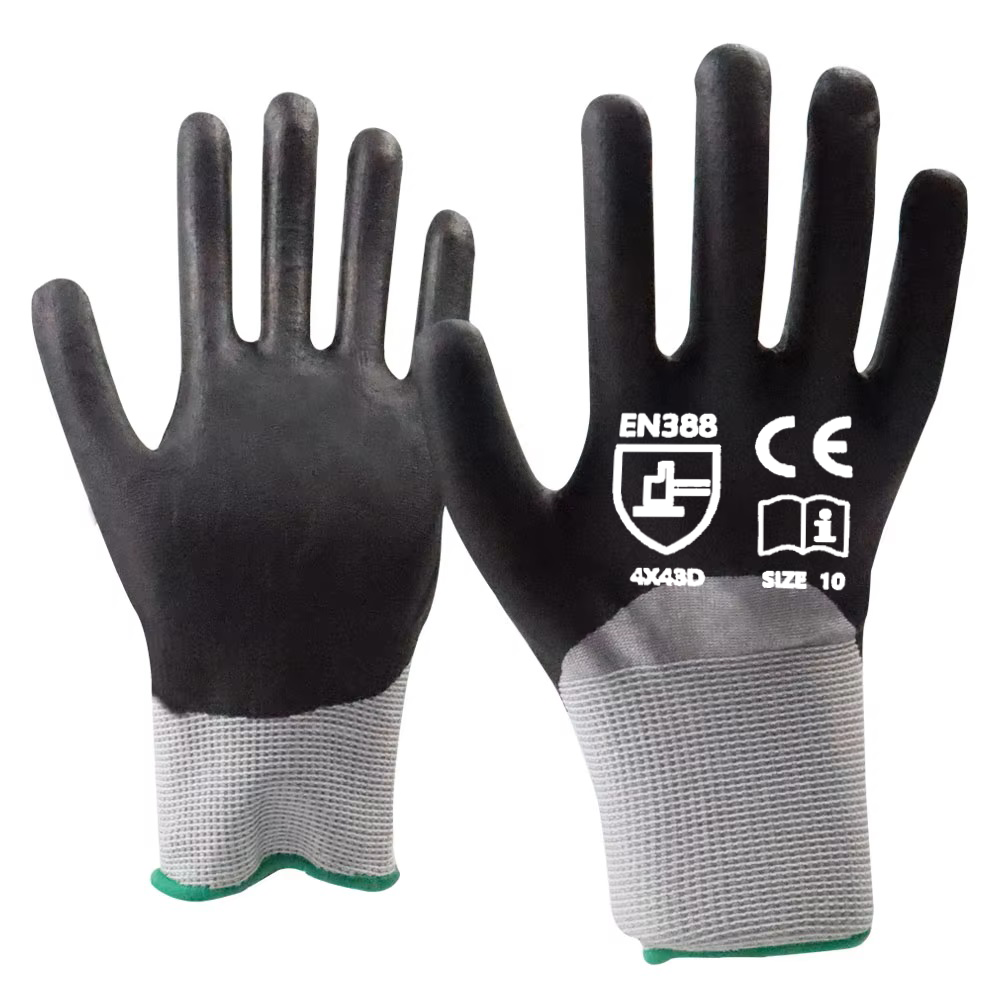 SONICE HPPE 4543 EN388 PU Safety Work Gloves Cut Resistant Level 5 Anti-Cut and Anti-Slip Industrial Building Nylon Gloves